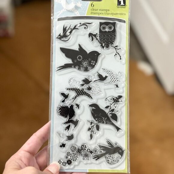 Inkadinkado Clear Stamps 4"X8"-Patterned Birds & Owls - New - Picture 1 of 4